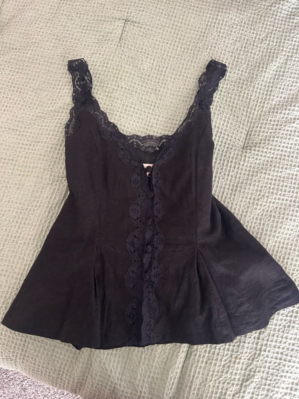 Camila Coelho Black Lace-Trim Shell Top